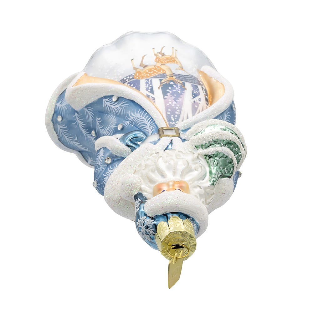 Kurt Adler 7-Inch Bellissimo Glass Santa With Tree and Scene Ornament